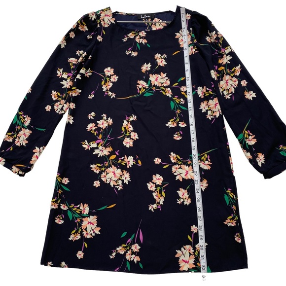 Lulus Herbaceous Babe Navy Floral Long Sleeved Shift Dress Women’s Size Small - Picture 12 of 16